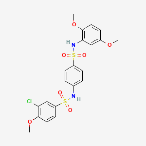 molecular formula C21H21ClN2O7S2 B5158497 3-chloro-N-(4-{[(2,5-dimethoxyphenyl)amino]sulfonyl}phenyl)-4-methoxybenzenesulfonamide 