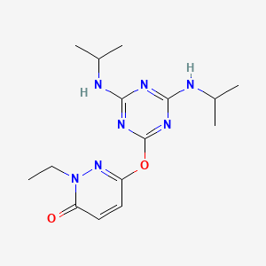 molecular formula C15H23N7O2 B5158525 6-{[4,6-bis(isopropylamino)-1,3,5-triazin-2-yl]oxy}-2-ethyl-3(2H)-pyridazinone 