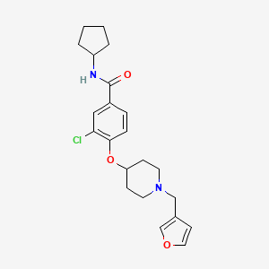 molecular formula C22H27ClN2O3 B5158532 3-chloro-N-cyclopentyl-4-{[1-(3-furylmethyl)-4-piperidinyl]oxy}benzamide 
