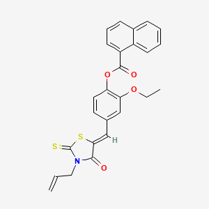 molecular formula C26H21NO4S2 B5158565 4-[(3-allyl-4-oxo-2-thioxo-1,3-thiazolidin-5-ylidene)methyl]-2-ethoxyphenyl 1-naphthoate 
