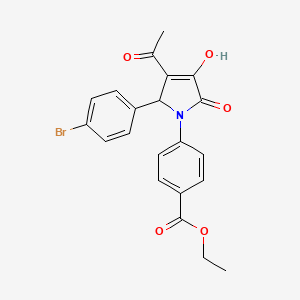 molecular formula C21H18BrNO5 B5158612 ethyl 4-[3-acetyl-2-(4-bromophenyl)-4-hydroxy-5-oxo-2,5-dihydro-1H-pyrrol-1-yl]benzoate 
