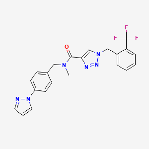 molecular formula C22H19F3N6O B5158649 N-methyl-N-[4-(1H-pyrazol-1-yl)benzyl]-1-[2-(trifluoromethyl)benzyl]-1H-1,2,3-triazole-4-carboxamide 