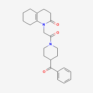 molecular formula C23H28N2O3 B5158677 1-[2-(4-benzoyl-1-piperidinyl)-2-oxoethyl]-3,4,5,6,7,8-hexahydro-2(1H)-quinolinone 