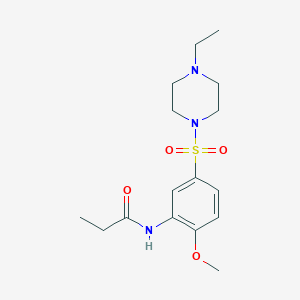 molecular formula C16H25N3O4S B5158685 N-{5-[(4-ethyl-1-piperazinyl)sulfonyl]-2-methoxyphenyl}propanamide 