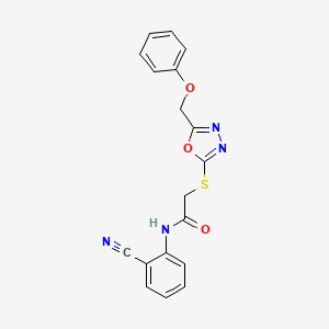 molecular formula C18H14N4O3S B5158704 N-(2-cyanophenyl)-2-{[5-(phenoxymethyl)-1,3,4-oxadiazol-2-yl]thio}acetamide 