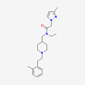 molecular formula C23H34N4O B5158722 N-ethyl-N-({1-[2-(2-methylphenyl)ethyl]-4-piperidinyl}methyl)-2-(3-methyl-1H-pyrazol-1-yl)acetamide 