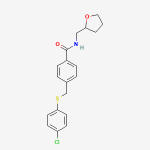 molecular formula C19H20ClNO2S B5158755 4-{[(4-chlorophenyl)thio]methyl}-N-(tetrahydro-2-furanylmethyl)benzamide 