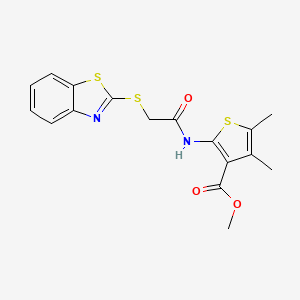 molecular formula C17H16N2O3S3 B5158757 methyl 2-{[(1,3-benzothiazol-2-ylthio)acetyl]amino}-4,5-dimethyl-3-thiophenecarboxylate 