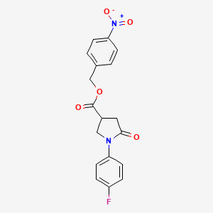 molecular formula C18H15FN2O5 B5158785 4-nitrobenzyl 1-(4-fluorophenyl)-5-oxo-3-pyrrolidinecarboxylate 