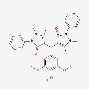 molecular formula C31H32N4O5 B5158791 4,4'-[(4-hydroxy-3,5-dimethoxyphenyl)methylene]bis(1,5-dimethyl-2-phenyl-1,2-dihydro-3H-pyrazol-3-one) 