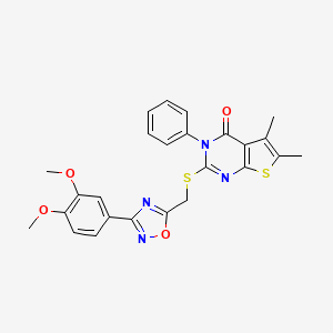 molecular formula C25H22N4O4S2 B5158898 2-({[3-(3,4-dimethoxyphenyl)-1,2,4-oxadiazol-5-yl]methyl}thio)-5,6-dimethyl-3-phenylthieno[2,3-d]pyrimidin-4(3H)-one 