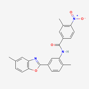 3-methyl-N-[2-methyl-5-(5-methyl-1,3-benzoxazol-2-yl)phenyl]-4-nitrobenzamide