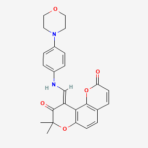 molecular formula C25H24N2O5 B5158999 8,8-dimethyl-10-({[4-(4-morpholinyl)phenyl]amino}methylene)-2H,8H-pyrano[2,3-f]chromene-2,9(10H)-dione 