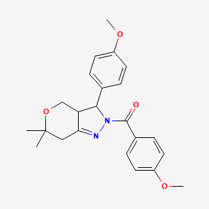 molecular formula C23H26N2O4 B5159039 2-(4-methoxybenzoyl)-3-(4-methoxyphenyl)-6,6-dimethyl-2,3,3a,4,6,7-hexahydropyrano[4,3-c]pyrazole 