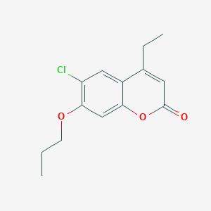 molecular formula C14H15ClO3 B5159052 6-chloro-4-ethyl-7-propoxy-2H-chromen-2-one 