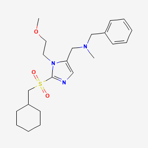 molecular formula C22H33N3O3S B5159080 N-benzyl-1-[2-[(cyclohexylmethyl)sulfonyl]-1-(2-methoxyethyl)-1H-imidazol-5-yl]-N-methylmethanamine 