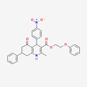 molecular formula C31H28N2O6 B5159136 2-phenoxyethyl 2-methyl-4-(4-nitrophenyl)-5-oxo-7-phenyl-1,4,5,6,7,8-hexahydro-3-quinolinecarboxylate 