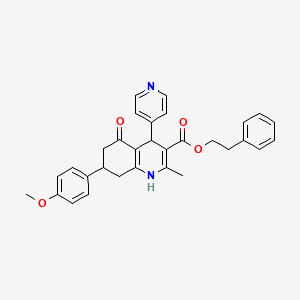 2-phenylethyl 7-(4-methoxyphenyl)-2-methyl-5-oxo-4-(4-pyridinyl)-1,4,5,6,7,8-hexahydro-3-quinolinecarboxylate