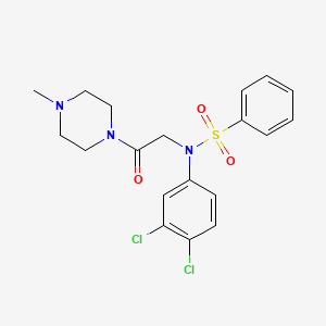 molecular formula C19H21Cl2N3O3S B5159211 N-(3,4-dichlorophenyl)-N-[2-(4-methyl-1-piperazinyl)-2-oxoethyl]benzenesulfonamide 