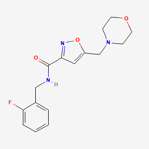 molecular formula C16H18FN3O3 B5159389 N-(2-fluorobenzyl)-5-(4-morpholinylmethyl)-3-isoxazolecarboxamide 