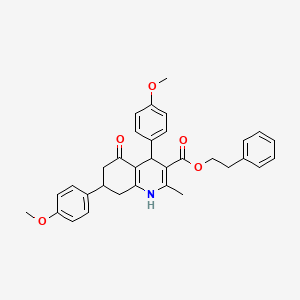 molecular formula C33H33NO5 B5159399 2-phenylethyl 4,7-bis(4-methoxyphenyl)-2-methyl-5-oxo-1,4,5,6,7,8-hexahydro-3-quinolinecarboxylate 