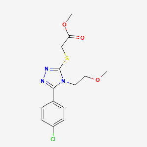 molecular formula C14H16ClN3O3S B5159445 methyl {[5-(4-chlorophenyl)-4-(2-methoxyethyl)-4H-1,2,4-triazol-3-yl]thio}acetate 