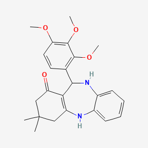 molecular formula C24H28N2O4 B5159468 3,3-dimethyl-11-(2,3,4-trimethoxyphenyl)-2,3,4,5,10,11-hexahydro-1H-dibenzo[b,e][1,4]diazepin-1-one 