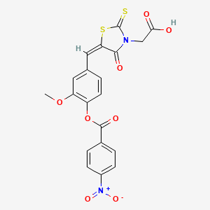 molecular formula C20H14N2O8S2 B5159478 (5-{3-methoxy-4-[(4-nitrobenzoyl)oxy]benzylidene}-4-oxo-2-thioxo-1,3-thiazolidin-3-yl)acetic acid 