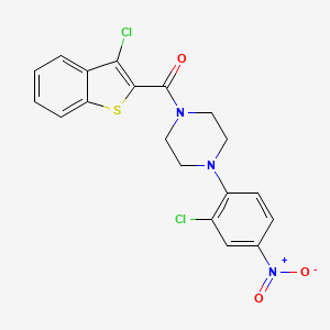 molecular formula C19H15Cl2N3O3S B5159487 1-[(3-chloro-1-benzothien-2-yl)carbonyl]-4-(2-chloro-4-nitrophenyl)piperazine 