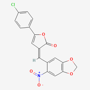 molecular formula C18H10ClNO6 B5159492 5-(4-chlorophenyl)-3-[(6-nitro-1,3-benzodioxol-5-yl)methylene]-2(3H)-furanone 