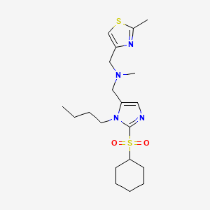 molecular formula C20H32N4O2S2 B5159500 1-[1-butyl-2-(cyclohexylsulfonyl)-1H-imidazol-5-yl]-N-methyl-N-[(2-methyl-1,3-thiazol-4-yl)methyl]methanamine 