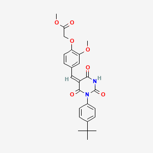 molecular formula C25H26N2O7 B5159594 methyl (4-{[1-(4-tert-butylphenyl)-2,4,6-trioxotetrahydro-5(2H)-pyrimidinylidene]methyl}-2-methoxyphenoxy)acetate 