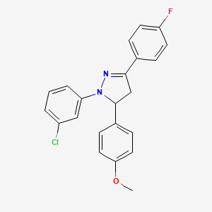 molecular formula C22H18ClFN2O B5159617 1-(3-chlorophenyl)-3-(4-fluorophenyl)-5-(4-methoxyphenyl)-4,5-dihydro-1H-pyrazole 