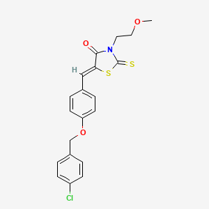 molecular formula C20H18ClNO3S2 B5159627 5-{4-[(4-chlorobenzyl)oxy]benzylidene}-3-(2-methoxyethyl)-2-thioxo-1,3-thiazolidin-4-one 