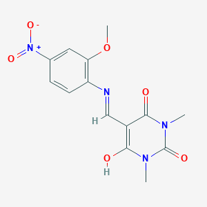 molecular formula C14H14N4O6 B5159656 5-{[(2-methoxy-4-nitrophenyl)amino]methylene}-1,3-dimethyl-2,4,6(1H,3H,5H)-pyrimidinetrione 