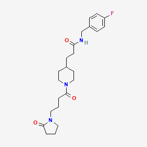 molecular formula C23H32FN3O3 B5159663 N-(4-fluorobenzyl)-3-{1-[4-(2-oxo-1-pyrrolidinyl)butanoyl]-4-piperidinyl}propanamide 