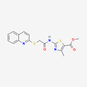 molecular formula C17H15N3O3S2 B5159680 methyl 4-methyl-2-{[(2-quinolinylthio)acetyl]amino}-1,3-thiazole-5-carboxylate 