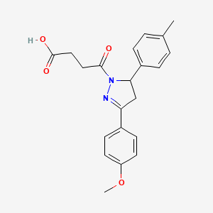 molecular formula C21H22N2O4 B5159716 4-[3-(4-methoxyphenyl)-5-(4-methylphenyl)-4,5-dihydro-1H-pyrazol-1-yl]-4-oxobutanoic acid 