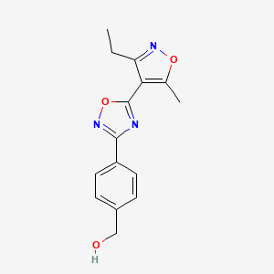 molecular formula C15H15N3O3 B5159726 {4-[5-(3-ethyl-5-methyl-4-isoxazolyl)-1,2,4-oxadiazol-3-yl]phenyl}methanol 