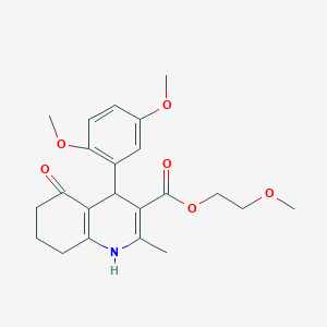 molecular formula C22H27NO6 B5159759 2-methoxyethyl 4-(2,5-dimethoxyphenyl)-2-methyl-5-oxo-1,4,5,6,7,8-hexahydro-3-quinolinecarboxylate 