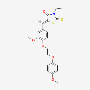 molecular formula C22H23NO5S2 B5159771 3-ethyl-5-{3-methoxy-4-[2-(4-methoxyphenoxy)ethoxy]benzylidene}-2-thioxo-1,3-thiazolidin-4-one 