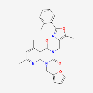 molecular formula C26H24N4O4 B5159829 1-(2-furylmethyl)-5,7-dimethyl-3-{[5-methyl-2-(2-methylphenyl)-1,3-oxazol-4-yl]methyl}pyrido[2,3-d]pyrimidine-2,4(1H,3H)-dione 