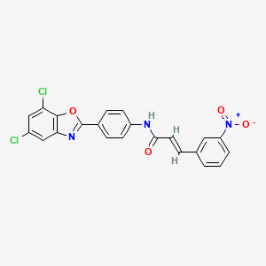 N-[4-(5,7-dichloro-1,3-benzoxazol-2-yl)phenyl]-3-(3-nitrophenyl)acrylamide