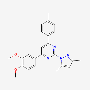 4-(3,4-dimethoxyphenyl)-2-(3,5-dimethyl-1H-pyrazol-1-yl)-6-(4-methylphenyl)pyrimidine