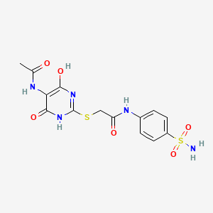 molecular formula C14H15N5O6S2 B5159937 2-{[5-(acetylamino)-4-hydroxy-6-oxo-1,6-dihydro-2-pyrimidinyl]thio}-N-[4-(aminosulfonyl)phenyl]acetamide 