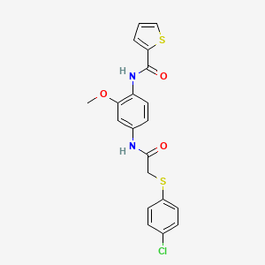 molecular formula C20H17ClN2O3S2 B5159948 N-[4-({[(4-chlorophenyl)thio]acetyl}amino)-2-methoxyphenyl]-2-thiophenecarboxamide 