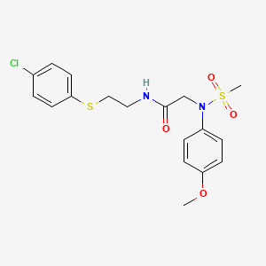 molecular formula C18H21ClN2O4S2 B5159979 N~1~-{2-[(4-chlorophenyl)thio]ethyl}-N~2~-(4-methoxyphenyl)-N~2~-(methylsulfonyl)glycinamide 