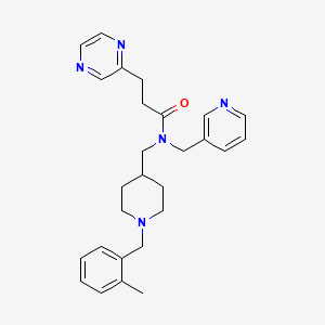 molecular formula C27H33N5O B5160009 N-{[1-(2-methylbenzyl)-4-piperidinyl]methyl}-3-(2-pyrazinyl)-N-(3-pyridinylmethyl)propanamide 