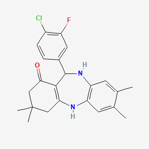 molecular formula C23H24ClFN2O B5160024 11-(4-chloro-3-fluorophenyl)-3,3,7,8-tetramethyl-2,3,4,5,10,11-hexahydro-1H-dibenzo[b,e][1,4]diazepin-1-one 