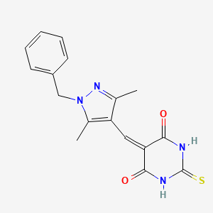 molecular formula C17H16N4O2S B5160070 5-[(1-benzyl-3,5-dimethyl-1H-pyrazol-4-yl)methylene]-2-thioxodihydro-4,6(1H,5H)-pyrimidinedione 